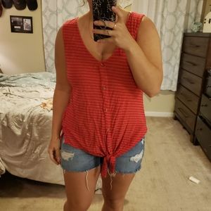Anthropologie red strip tank